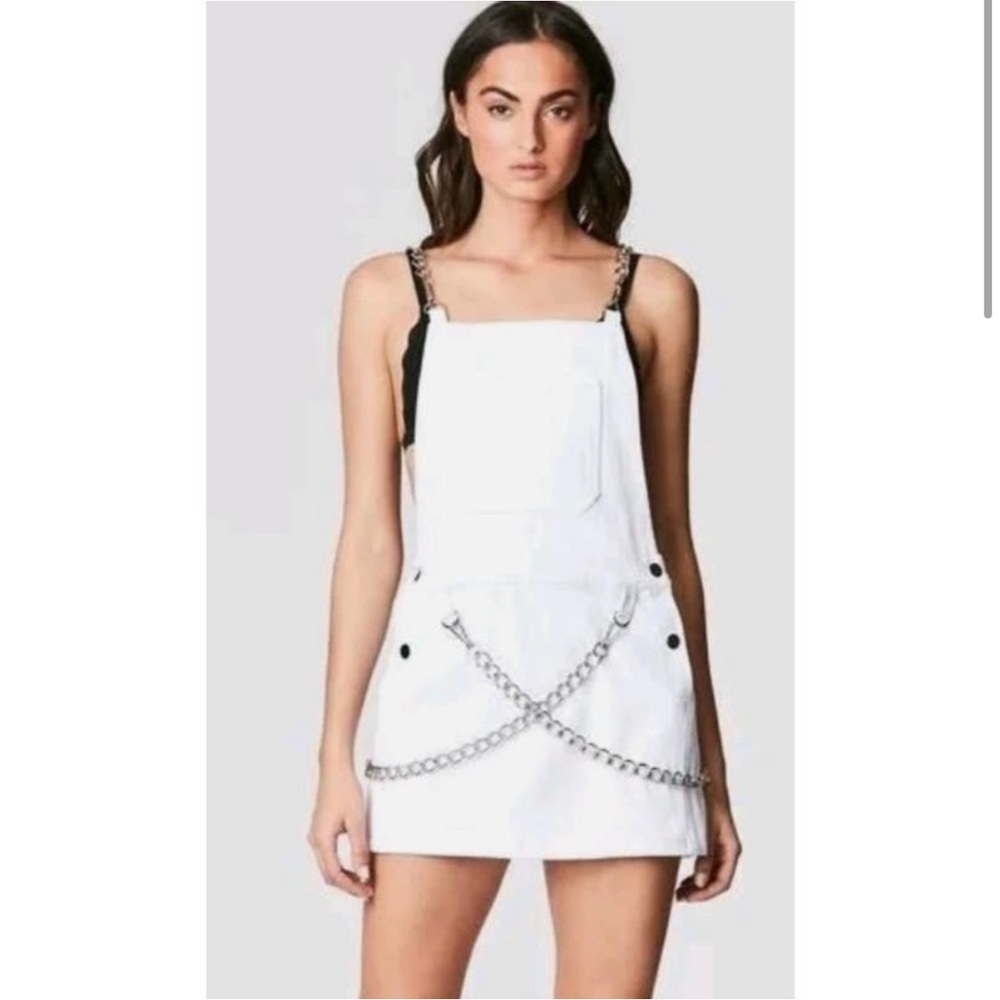 Carmar Denim NWT White Denim Overall (NWT
Skirt Dress with Chains Size Sm